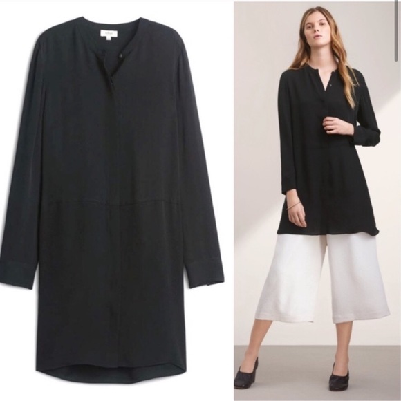 Aritzia Wilfred Bossut Dress 100% Silk Black Size - Picture 2 of 13
